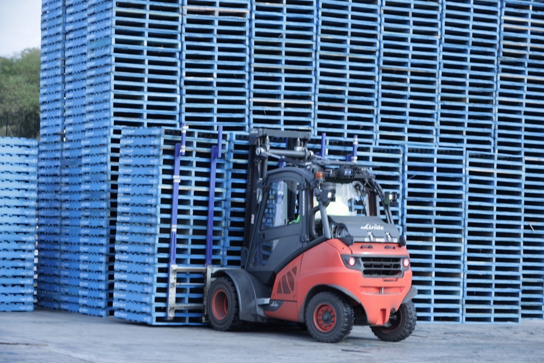 350 million blue pallets, crates and containers